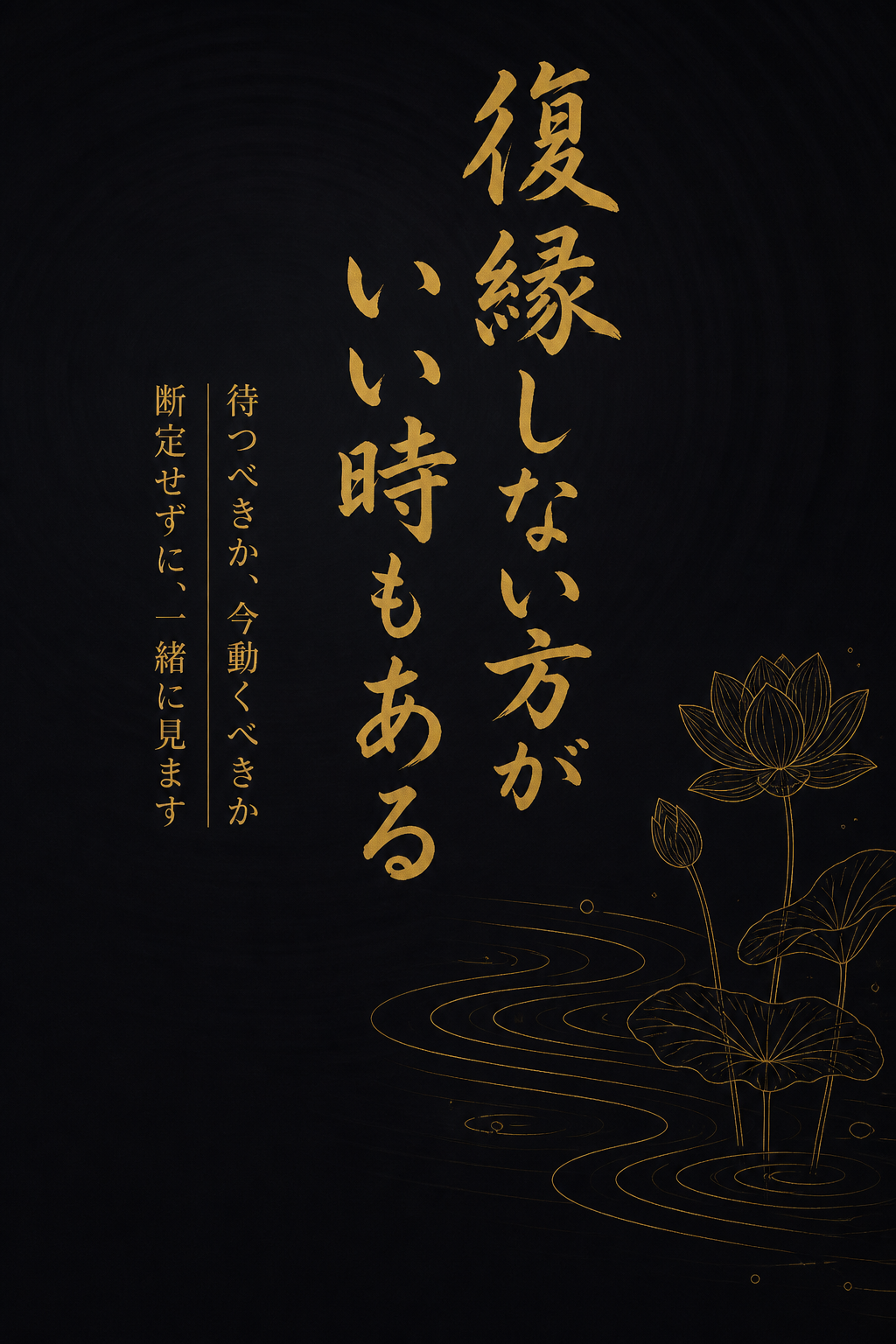 復縁しない方がいい時もある。待つべきか、今動くべきか。断定せずに、一緒に見ます。